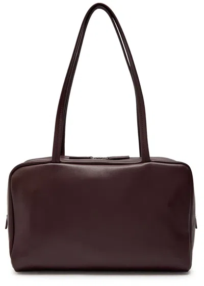 The Row Astra Bowling Leather Shoulder Bag In Burgundy