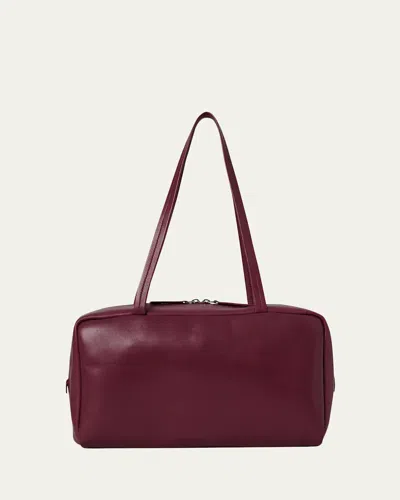 The Row Astra Bowling Shoulder Bag In Nappa Leather In Burgundy