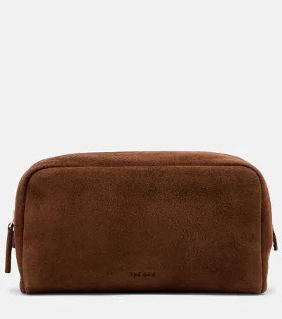 The Row Astra Small Suede Pouch In Brown