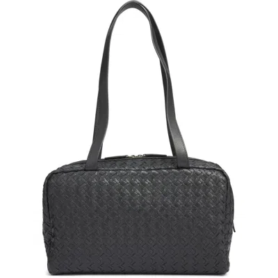The Row Astra Woven Leather Bowling Bag In Black
