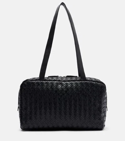 The Row Astra Woven Leather Shoulder Bag In Black