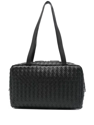 The Row Astra Woven Leather Tote Bag In Black