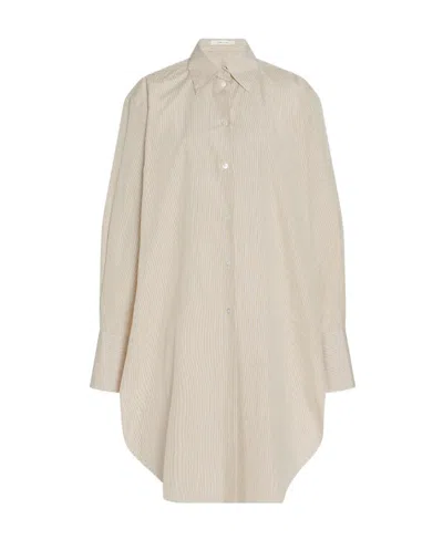 The Row Astrea Long Shirt In Brown
