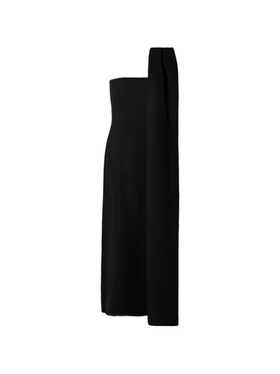 The Row Asymmetric Draped Dress In Black