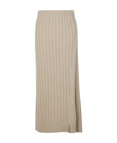 The Row Asymmetrical Ribbed Cashmere Mid-length Skirt In Neutral