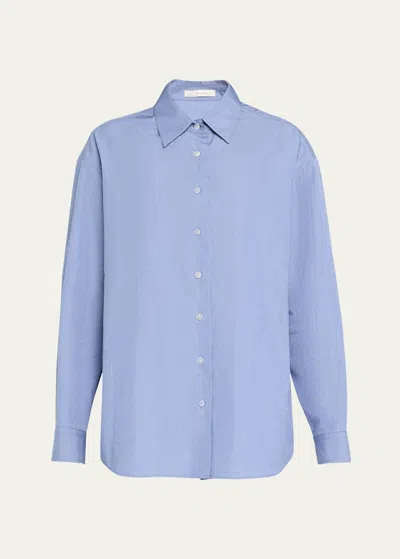 The Row Attica Oversized Button Down Shirt In Oxford Blue