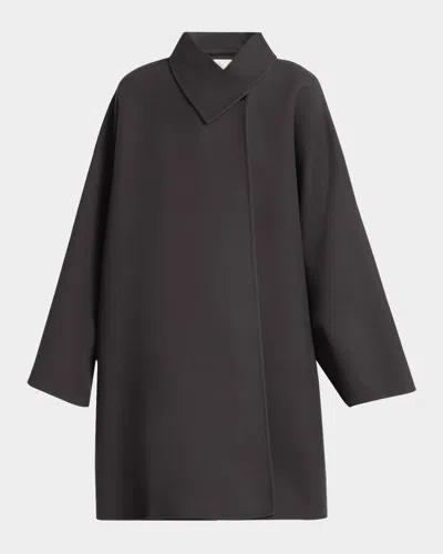 The Row August Single-breasted Wool-silk Coat In Faded Black