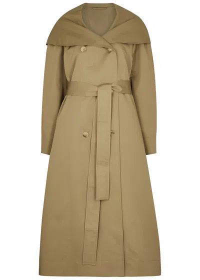 The Row Augusta Brown Cotton And Silk-blend Coat In Taupe