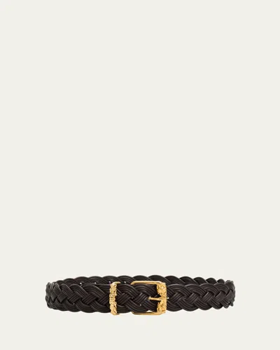 The Row Augustus Braided Leather Belt In Brown