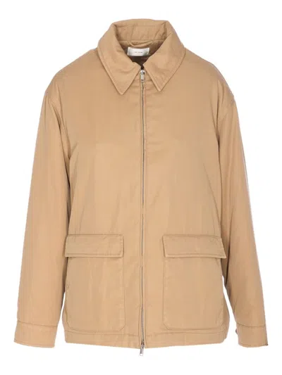 The Row Aurelius Cotton Jacket In Brown