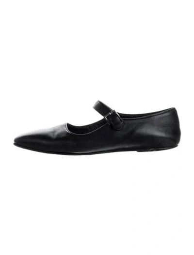 Pre-owned The Row Ava Ballet Leather Mary Jane Flats In Black