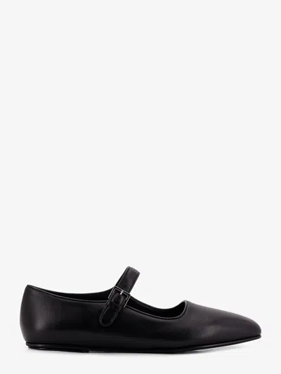 The Row Ava Leather Ballerinas In Black