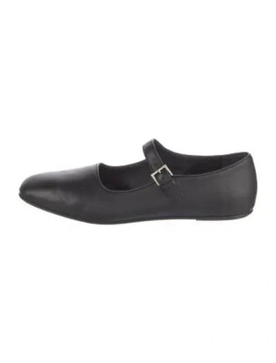 Pre-owned The Row Ava Leather Mary Jane Flats In Black