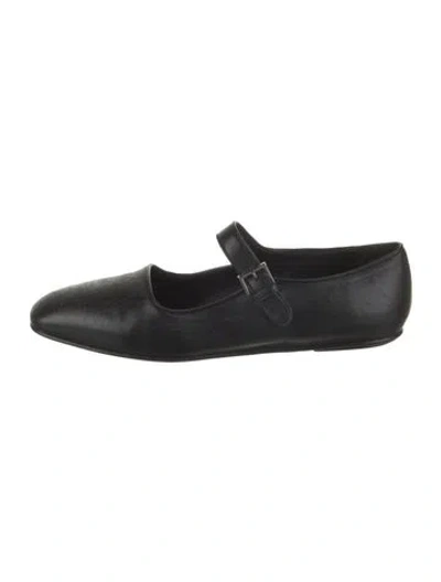 Pre-owned The Row Ava Leather Mary Jane Flats In Black