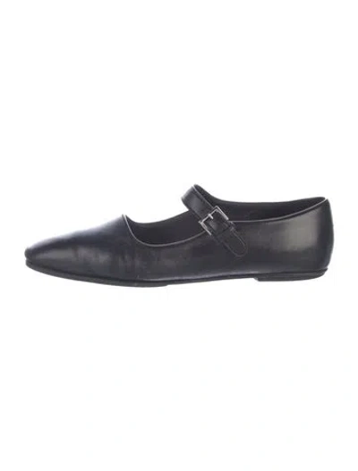 Pre-owned The Row Ava Leather Mary Jane Flats In Black