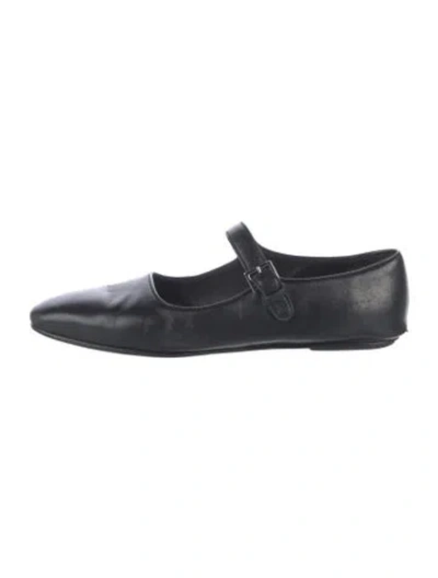 Pre-owned The Row Ava Leather Mary Jane Flats In Black