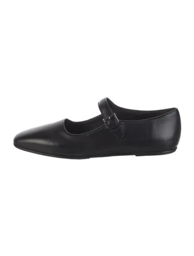 Pre-owned The Row Ava Leather Mary Jane Flats In Black