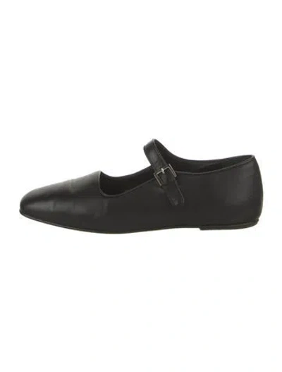 Pre-owned The Row Ava Leather Mary Jane Flats In Black