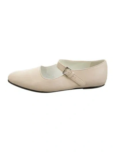 Pre-owned The Row Ava Leather Mary Jane Flats In Neutrals