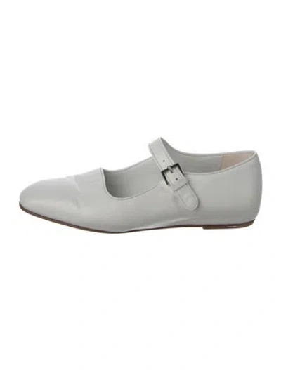 Pre-owned The Row Ava Leather Mary Jane Flats In White