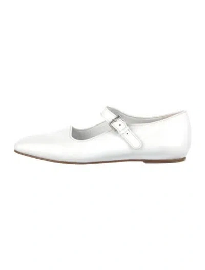 Pre-owned The Row Ava Leather Mary Jane Flats In White
