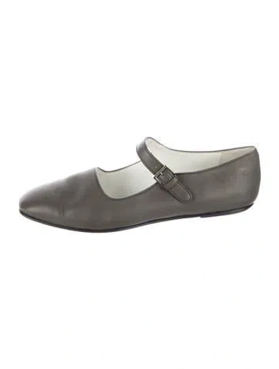 Pre-owned The Row Ava Leather Sandals In Gray