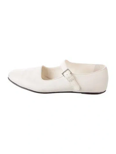 Pre-owned The Row Ava Mary Jane Flats In White