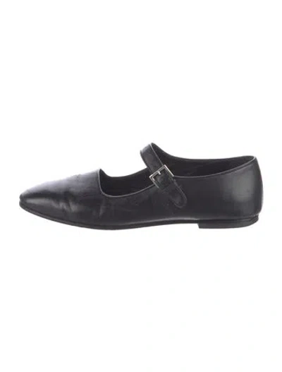 Pre-owned The Row Ava Mj Leather Mary Jane Flats In Black