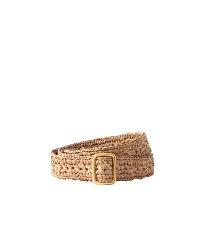 The Row Ava Woven Raffia Belt In Nude