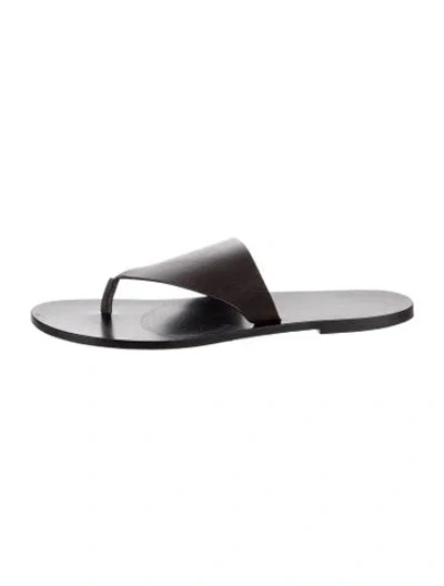 Pre-owned The Row Avery Leather Flip Flops In Black