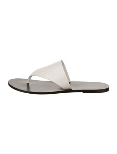 Pre-owned The Row Avery Leather Flip Flops In Neutrals