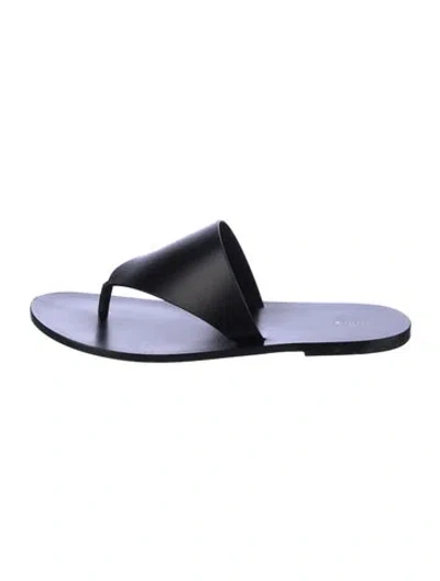 Pre-owned The Row Avery Thong Leather Slides In Black