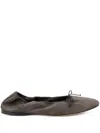 The Row Awar Leather Bow Ballerina Flats In Brown