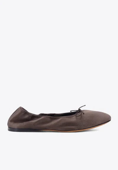 The Row Awar Bow Ballet Flats In Burgundy