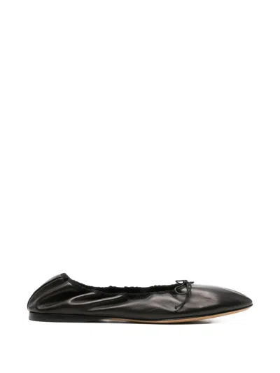 Pre-owned The Row Awar Bow-detail Ballet Flats In Black