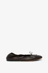 The Row Awar Dark Brown Leather Ballerina Flats In Black