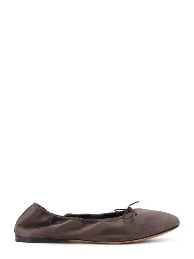 The Row Awar Flat Satin Ballerinas In Brown