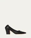 The Row Awar Lambskin Bow Ballerina Pumps In Black
