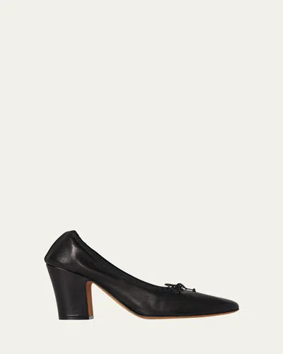 The Row Awar Lambskin Bow Ballerina Pumps In Black