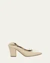 The Row Awar Lambskin Bow Ballerina Pumps In Iron Grey