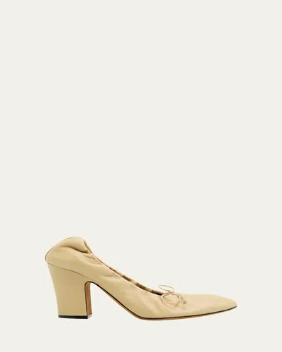 The Row Awar Lambskin Bow Ballerina Pumps In Neutral