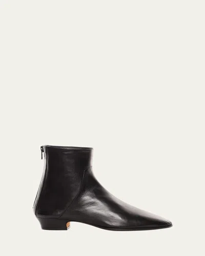 The Row Awar Leather Ankle Booties In Black