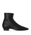 The Row Heritage Knurled Leather Ankle Boots In Black