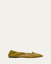 The Row Awar Leather Bow Ballerina Flats In Ivory