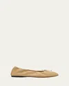 The Row Awar Leather Bow Ballerina Flats In Light Beige