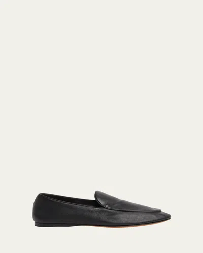 The Row Awar Leather Easy Loafers In Black