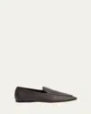 The Row Colette Loafers In Smooth Pebble Calf Leather In Brown