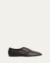 The Row 10mm Awar Leather Lace-up Shoes In Lacquer Brown