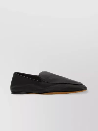 The Row Awar Leather Loafers Flat Sole In Black