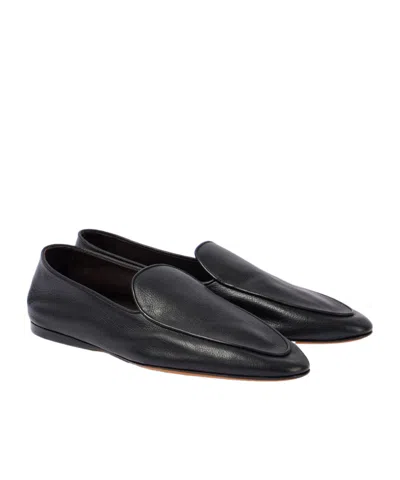 The Row Awar Leather Loafers Flat Sole In Black